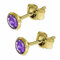 CLEVER SCHMUCK Goldene Paar Edelstein Ohrstecker mit Amethyst Ø 4 mm rund in Kelchfassung glänzend 333 GOLD 8 KARAT im Etui sand