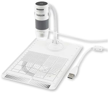 Carson eFlex 78x/324x Effektive Vergrößerung (basierend auf einem 28-Zoll-Bildschirm) USB Digitalmikroskop mit LED, Schwanenhals und Messplatte (MM-840)
