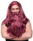 WIG ME UP - Perücke & Bart Herrenperücke Karneval Fasching Wikinger Barbar Viking Zwerg Germane Burgunderrot Rot lang geflochten RJ033-P67