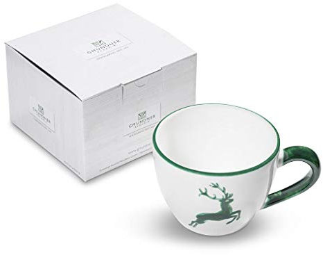 GMUNDNER KERAMIK Teetasse Maxima Füllmenge : 0.4 Liter grüner Hirsch Geschirr, handgemacht in Österreich