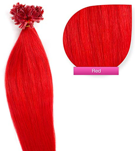 U-tip Echthaar Extensions Keratin Bonding 50cm 200 x 1g Nr. rot