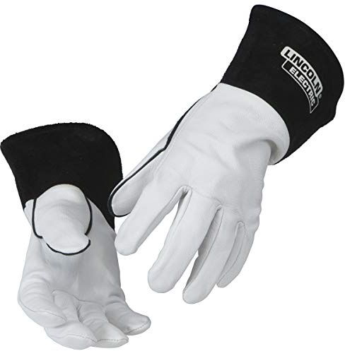 Lincoln Electric Grain Leather TIG Welding Gloves | High Dexterity | Medium | K2981-M,White, black