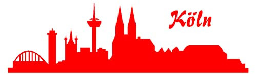 skyline4u Stadtaufkleber Köln Autoaufkleber Collage in 8 Größen und 25 Farben (25x7,3cm hellrot)