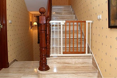 Barrera de Seguridad para escaleras y Puertas, de Metal y Madera, Seguridad para el bebé