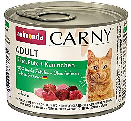 Carny Katzen Nassfutter Rind + Pute + Kaninchen (6 x 200g), Katzen Nassfutter von animonda ohne Getreide und Zucker, mit frischen fleischlichen Zutaten