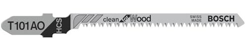 Bosch Accessories Professional 3 x Lames de scie sauteuse T 101 AO Clean for Wood (pour Bois tendre, coupe arrondie, Accessoire Scie sauteuse) Gris 1.5 - 15 mm