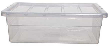 56cm Spacemaster Mini Clear 27 Litre Storage Box with Lid - 56 x 39 x 18
