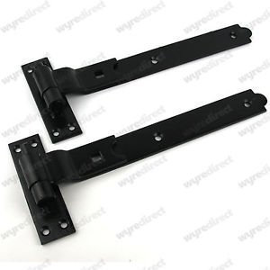 Wyre Direct Gate Hinges Cranked Hinges Design, Heavy Duty Gate Hinges for Wooden Gates - Stable Door Hinges, Hook and Band Gate Hinges for Secure Fittings - Black Gate Hinges 300mm (12) 1Pair