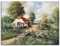 ARTLAND Wanddeko Leinwand Bilder Wandbild 60x45 cm Bauernhof Landschaft Natur Fluss Pflanzen Kunst Malerei K8PP