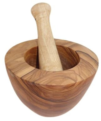 Berard Olive Wood Mortal with Pestle, Beige, 32 x 22 x 22 cm