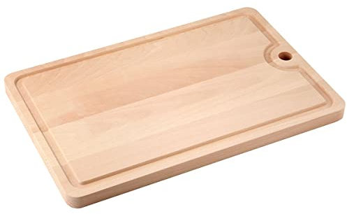 Fackelmann 31810 Planche à Découper avec Rigole, Récupérateur de jus, Planche à découper rectangulaire, planche à pain, Bois, 40 x 26 x 1,5 cm, Beige