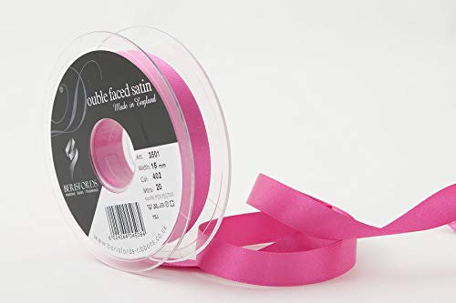 Berisfords Double FACE Poly Satin Ribbon, Fuchsia, 10.5x10.5x3 cm