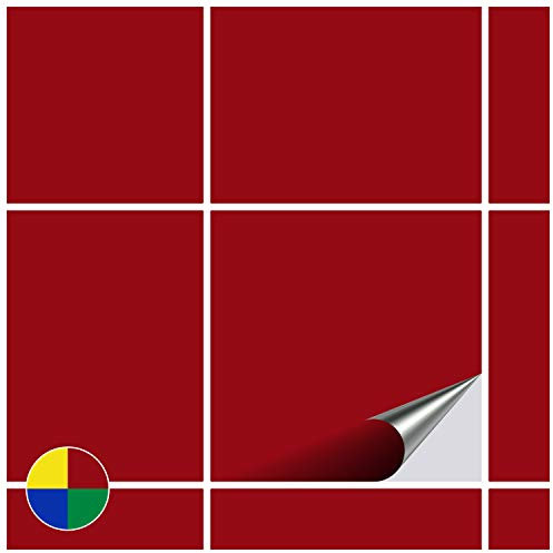 FoLIESEN - Adesivi per piastrelle 20x20 cm | Adesivi murali autoadesivi per bagno e cucina I Resistenti ai graffi e rimovibili | 10 Decalcomania per piastrelle, .:Rosso scuro opaco