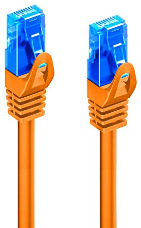 Cavo Ethernet di Rete Patch Cat.5e U/UTP trasmissione fino a 1Gigabit, 2 Connettori RJ45, Cavo in PVC, CCA, AWG 26/7. Ideale per trasmissione fibra ottica con regi Gigabit/LAN , 0.5m, Arancio