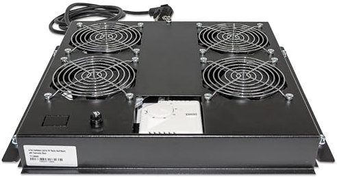 Intellinet 712866 Unité de refroidissement avec 4 ventilateurs pour armoires de 19 - Montage au plafond - Avec thermostat - Noir