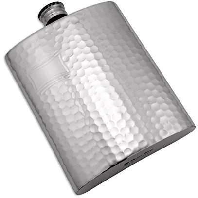 Flasque Rectangulaire Martelée et Plaque à Graver en Etain 170mL