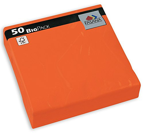 Servietten Fasana BigPack 50 Stück | 3-lagige Papierservietten in orange | Serviette 1/4-Falz Größe: 33x33 cm, Dekoserviette, Prägeservietten für Serviettenhalter & Spender