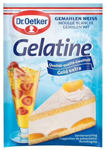 Dr. Oetker Gelatine gemahlen weiß, 11 x 3er Pack, je Tüte 9 g, Speisegelatine als Gelier- & Bindemittel beim Kochen und Backen, für Kuchen, Desserts uvm.