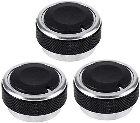 Yosoo 3 pièces en alliage d'aluminium pour voiture climatisation interrupteur de commande de chaleur bouton AC pour Focus 05-14 accessoires automatiques (Noir)