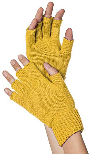 Strick-Handschuhe, fingerlos, Gelb