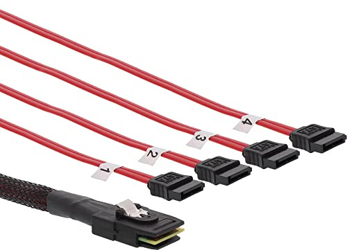 InLine 27610 SAS Anschlusskabel, Mini SAS SFF8087 an 4x SATA, Crossover, OCF, 0,75m