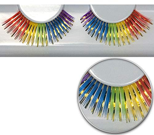Grimas professionelle Fashionwimpern | Nummer 228 - Regenbogen & Gold | Hochwertige falsche Wimpern in besonderem Design für Karneval, Theater, Halloween und mehr