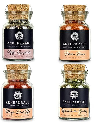 Ankerkraut Grill Set 4 Gewürze, das Starter-Set für leidenschaftliche Griller und Grillerinnen, Geschenke für Männer/Frauen/Div.