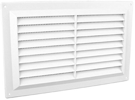 9 x 6 White Plastic Louvre Air Vent Grille with Flyscreen Cover