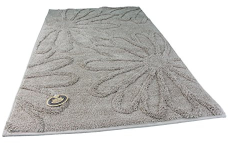 Gözze Badteppich, Mikrofaser Hochflorteppich, 70 x 120 cm, Blume, Sand, 1031-73-070120