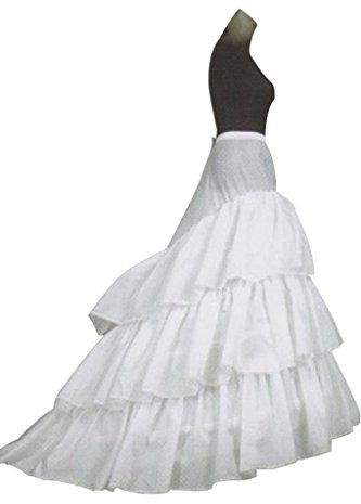 SYMALL Damen Unterröcke 3 Schichten A-Line Petticoat Krinoline Lange Rock Unterrock Underskirt Reifrock für Braut Unterkleider Spaziergang Brautkleider Weiß Hochzeit Accessoires