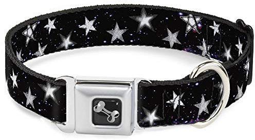 Buckle Down Glowing Stars in Space schwarz/lila/violett/weiß Hundehalsband Bone, medium/27,9–43,2 cm