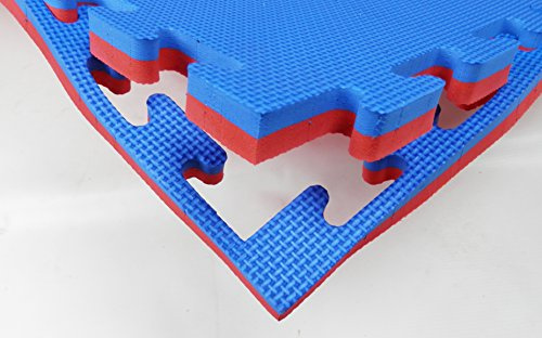 THICK EVA INTERLOCKING FLOOR MATS GYM JUDO EXERCISE MARTIAL ARTS SPORTS BOXING Blue -Red