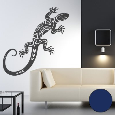 Klebesüchtig A061 Wandtattoo Gekko Tribal 80cm x 33cm dunkelblau (erhältlich in 40 Farben und 11 Größen)
