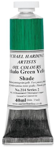 Michael Harding Artist Oil Colours, Phthalocyanine Green Yellow Shade, 40ml Tube, 21440