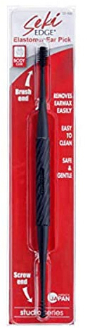 Seki EDGE SS-806 | Made in Japan | Ohrreiniger aus Elastomer | Ohrpickel mit Schraubenspitze und Bürstenende | Für hygienische Ohrwachsentfernung | Schwarz, 144 mm