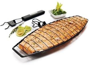 GrillPro 21015 Detachable Handle Fish Basket, Chrome