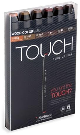 Touch Twin Marker Wood Colors Set A 6 Stück