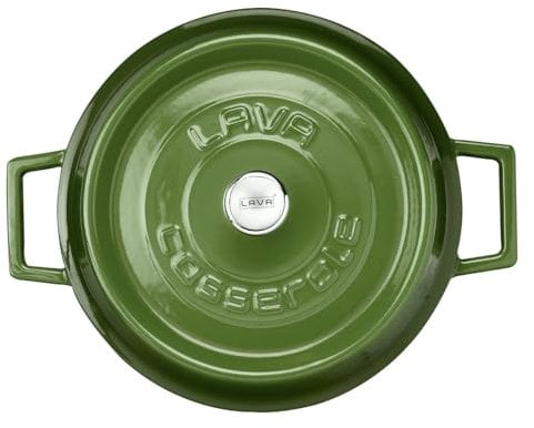 LAVA Cookware TRENDY Gusseisen emailliert Kasserolle/Bräter, rund, 24 cm, grün