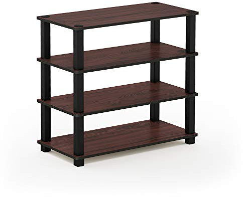 Furinno Turn-S-Tube Schuhregal mit 4 Ebenen, dunkle Kirsche/Schwarz