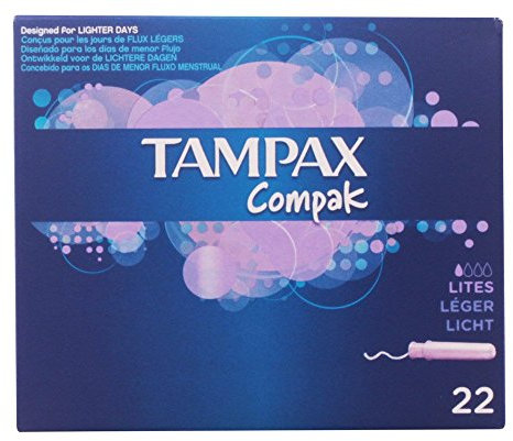 Tampax Compak Light Tampons mit Applikator aus Kunststoff, 22 Stück, 3 Packungen