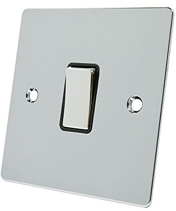 Alliance Electrical FPC1GSWIBCI 10 A 1 Gang Black Insert Flat Intermediate Metal Rocker Light Switch - Polished Chrome