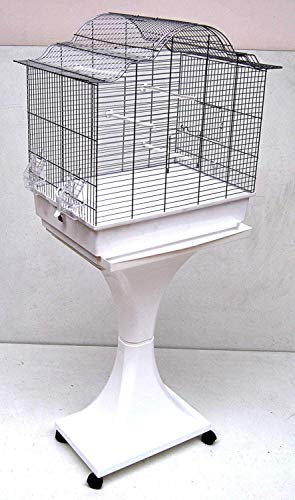 Lea Pet Käfig Wellensittichkäfig Sophia Weiß mit Ständer und Badehaus L62xT40xH120 cm mit Badehaus Gratis
