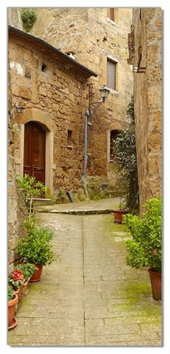 Wallario Selbstklebende Türtapete Weg durch die Altstadt - Toskana in Italien - Türposter 93 x 205 cm Abwischbar, rückstandsfrei zu entfernen