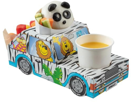 MustBeBonkers x5 Jungle Animal Safari Lion Jeep - Party Meal Food Trays - Lunch Box Plate Tray