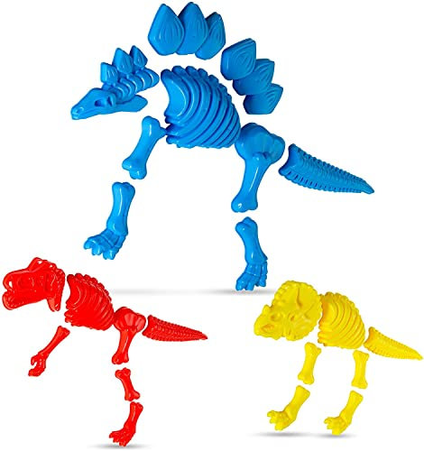 ToyZe® 3 große Dinosaurier Sandförmchen, Spielzeug für den Strand Strandspielzeug Dinosaurierskelett in Set
