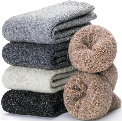 EBMORE Womens Merino Wool Thermal Socks Warm Winter Thick Walking Cosy Boot Crew Comfy Gift Work Hiking Socks Stocking Fillers for Women Ladies 5 Pairs(Mix Color A)