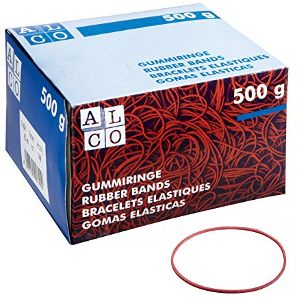 ALCO-Albert - Gummiringe Ø 40 mm, 500 g rot | Vielseitige Gummibänder zum Bündeln von Briefen, Akten, Karten und Unterlagen