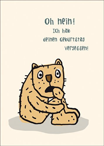 Kartenkaufrausch Süße Entschuldigungskarte mit Bär: Oh nein! Ich habe deinen Geburtstag vergessen! • auch zum direkt Versenden mit Einleger • schöne Glückwunsch Grußkarte mit Umschlag