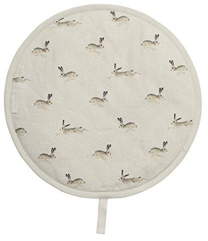 Sophie Allport - Hare Circular Single Fabric Hob Cover, 100% Cotton, 38cm Diameter