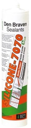 Den Braven - Silicone 7070 + Noir - Mastic Silicone Neutre Bâtiment et Miroiterie - Joints de Dilatation des Constructions et Des joints de Vitrages - Cartouche de 300ml